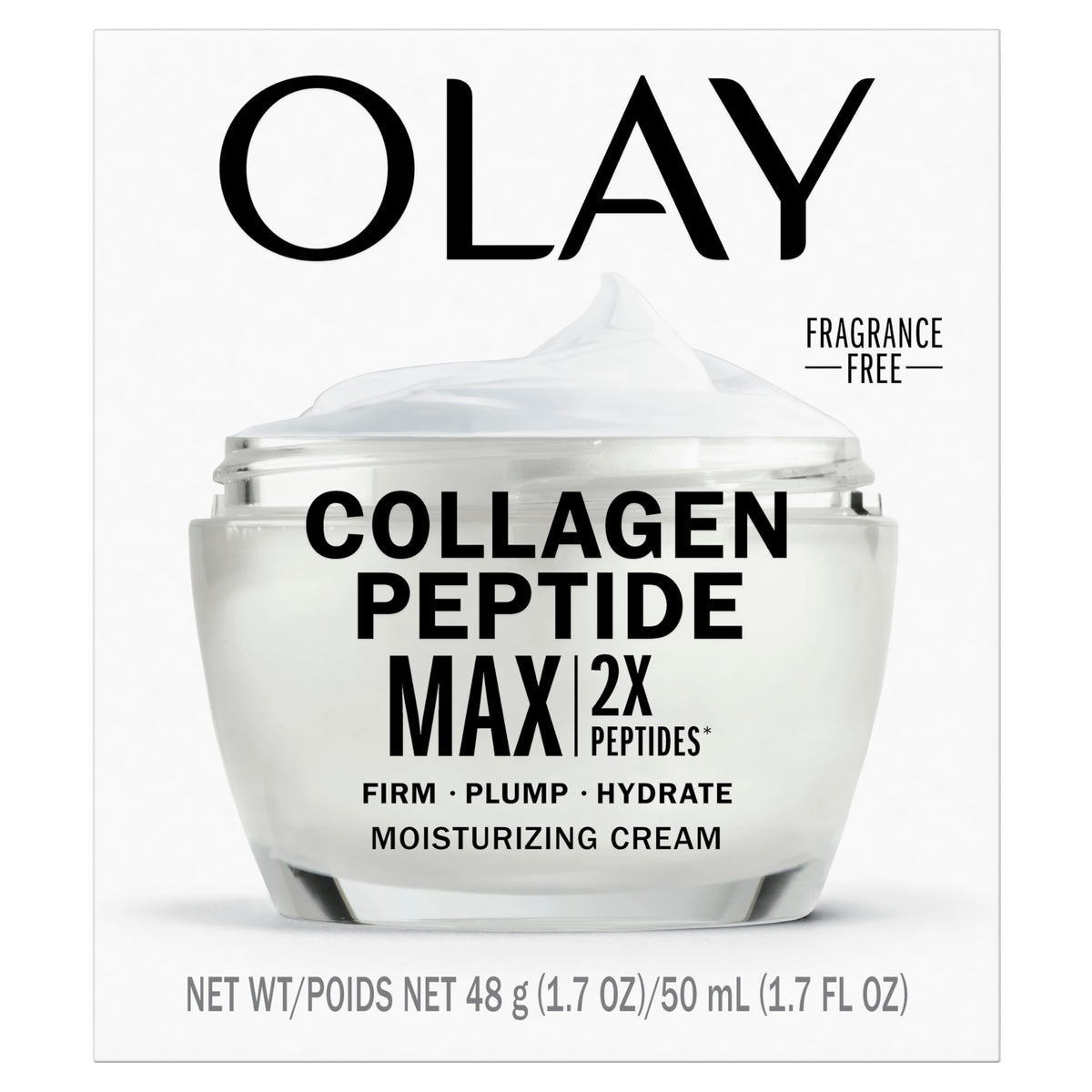 Olay Collagen Peptide Face Moisturizer, Firming Cream for Women, Fragrance-Free, Non-Greasy - Hydrating, Anti-Aging, Anti-Wrinkle, Smoothing of Fine Lines, Tightening Skin Care - Niacinamide, 50 mL