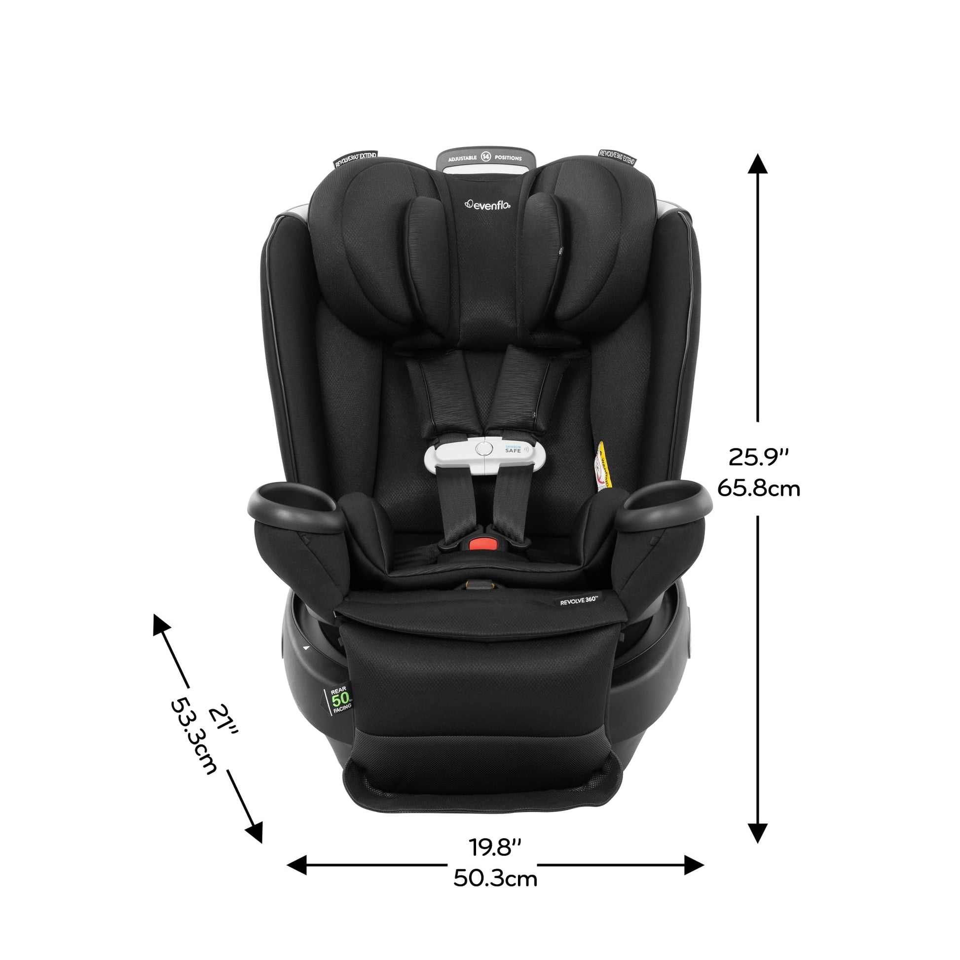 Evenflo Gold Revolve360 Extend All-in-One Rotational Car Seat with SensorSafe - Onyx Evenflo