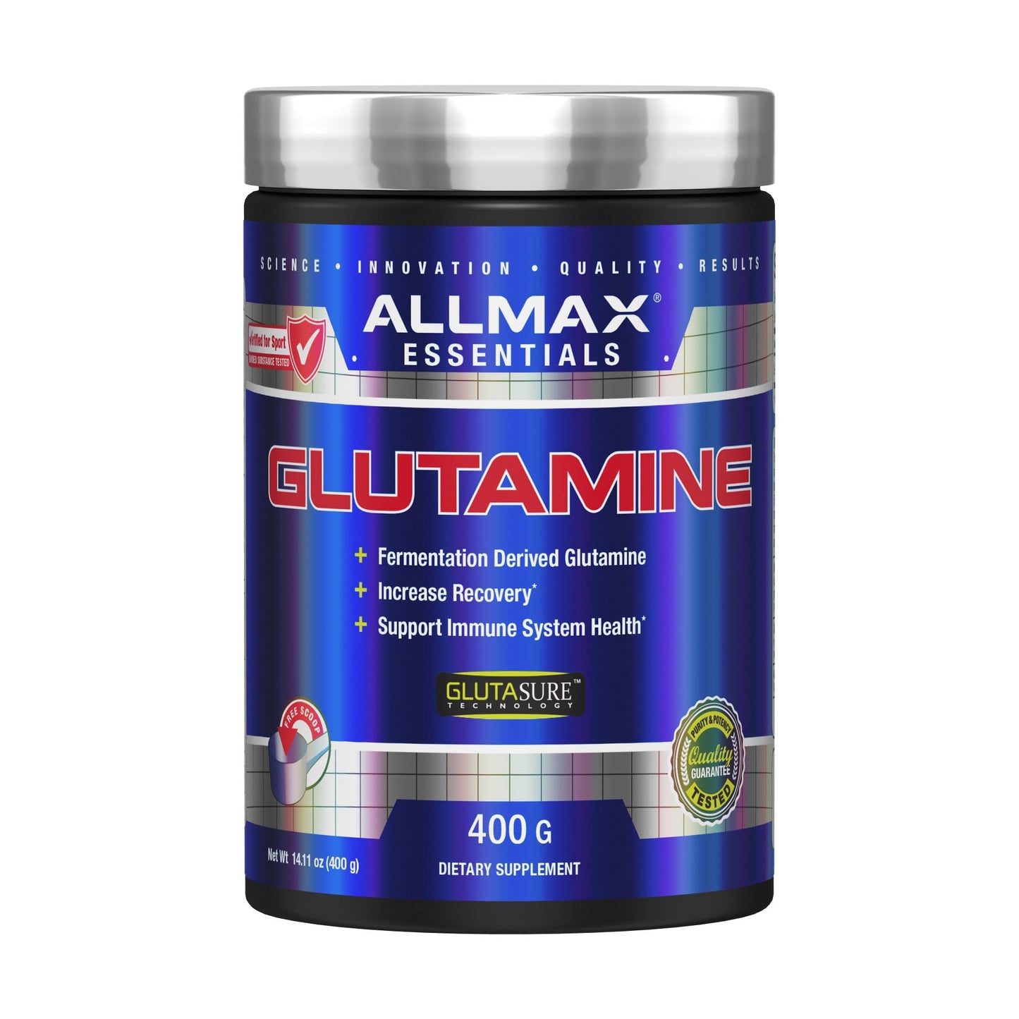 ALLMAX L-Glutamine Powder, Fermented, Unflavored, 400 g ALLMAX