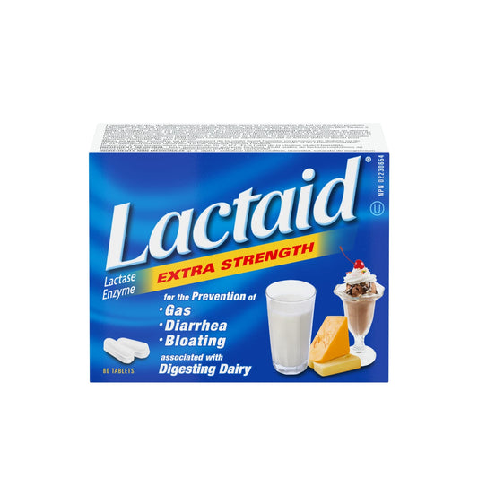 Lactaid Fast Act Caplets for Lactose Intolerance - Relief Pills Against Gas, Bloating, and Diarrhea - Lactase Enzyme Supplements - Single-Serve Individual Travel Packs - 80 Count