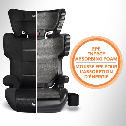 Harmony Dreamtime Elite High-Back Booster Seat – 2-in-1 Belt-Positioning Booster Car Seat with Cup Holder & Shoulder Belt Guide, for Children 18–50 kg (40–110 lbs.), 86–145 cm (34–57 in) - Black