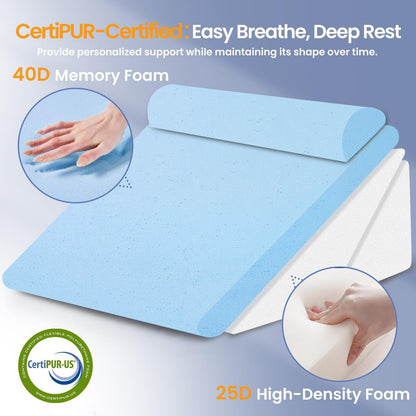Sasttie Wedge Pillows for Adult, 2PCS Adjustable Bed Wedge Pillow for Post Surgery, Triangle Pillow Headboard with Bolster Cushion for Sleeping, Acid Reflux, Neck & Back Support, White and Dark Grey - Available at All In One Marketplace Canada