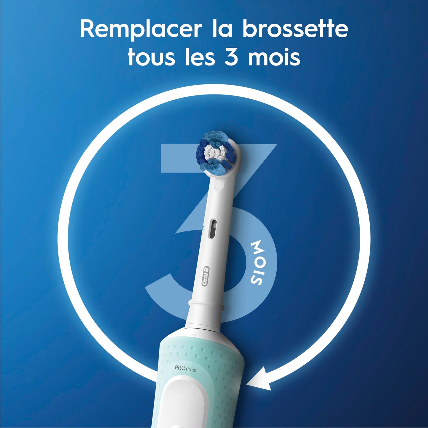 Oral-B Pro 500 + Electric Toothbrush with (1) Precision Clean Brush Head and (1) Sensitive Clean Brush Head, Rechargeable, Mint - Available at All In One Marketplace Canada