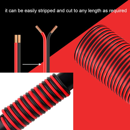 VIABRICO 14AWG 100FT Electrical Wire Cable 2 Conductors Red Black Cable Hookup LED Lighting Strips Flexible Wire Extension Cord 14 Gauge Copper Clad Aluminum Copper Wire 12V/24V DC Cable