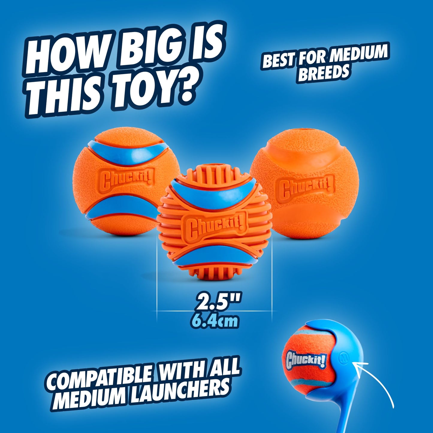 Chuckit! Fetch Ball Medley, Medium, Dog Ball, 3 Pack, Ultra, Fetch and Rugged Balls Included