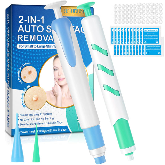 Skin Tag Tool，For Small to Large Skin Tags 1-9mm Painless Skin Tag Removal Kit Tools with 60 Removal Bands And 36 Repair Patches & 20 pcs Cleansing Wipes Easy to Use - Available at All In One Marketplace Canada