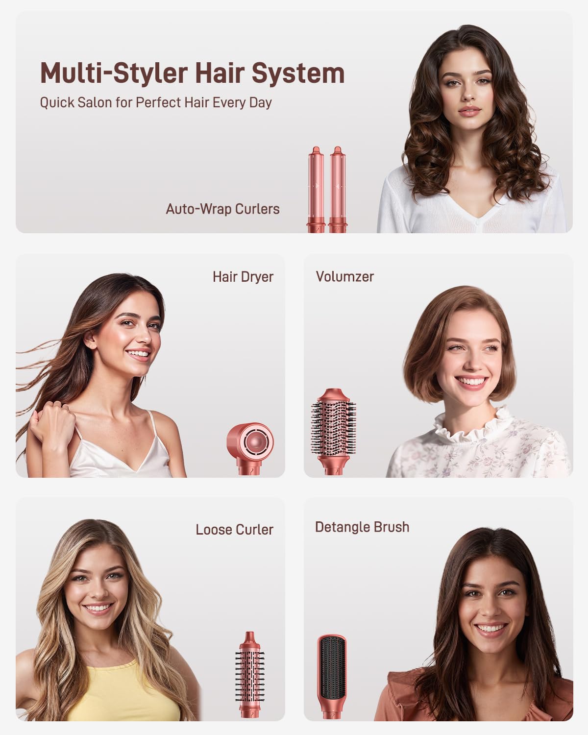 HITTIONA 6 IN 1 Hot Air Styler & Hair Dryer Brush, 1500W Multi Hair Styler
