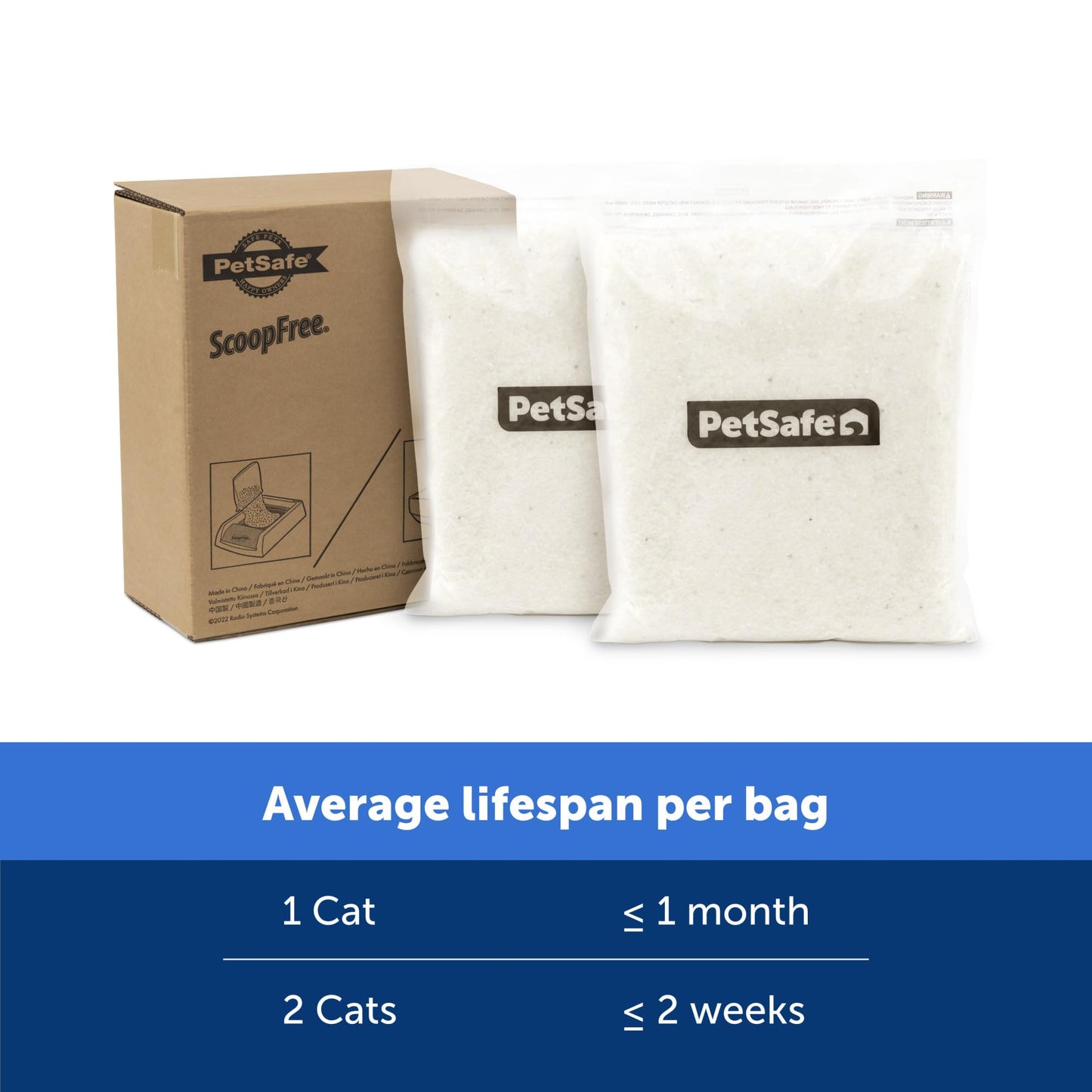 PetSafe ScoopFree Sensitive Non-Clumping Crystal Cat Litter, Fragrance-Free - Superior Odor Control – Low Tracking for Less Mess – Lasts Up to 1 Month, 8.6 Lbs Total (2 Pack of 4.3 Lb Bags)