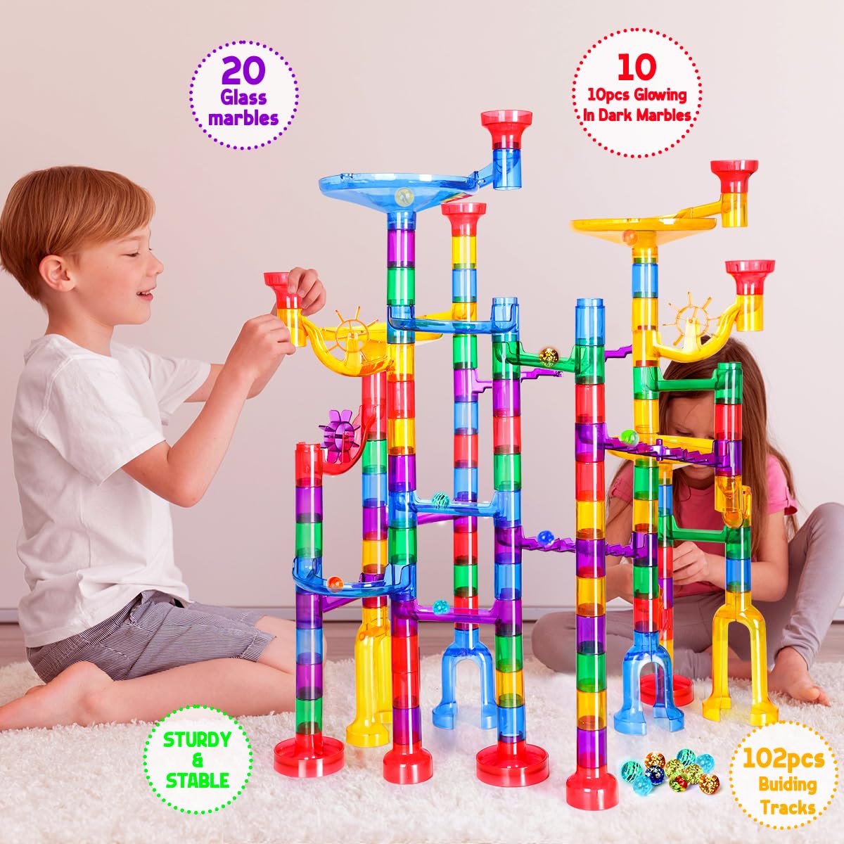 Meland Marble Run with Construction Set & Glow Marbles, STEM Toy for Kids 🍁 All In One Marketplace Canada