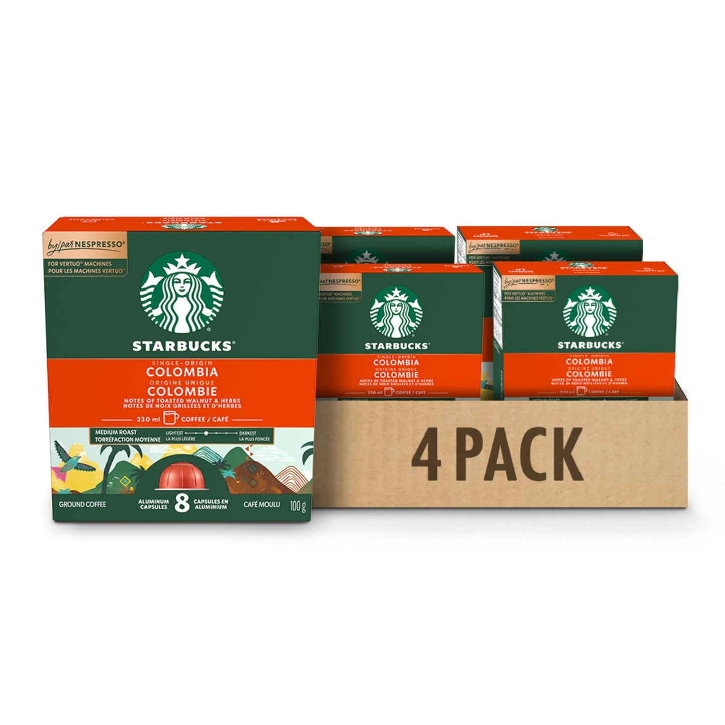 Starbucks Single Origin Colombia Medium Roast Nespresso Vertuo Capsules - 32 Count