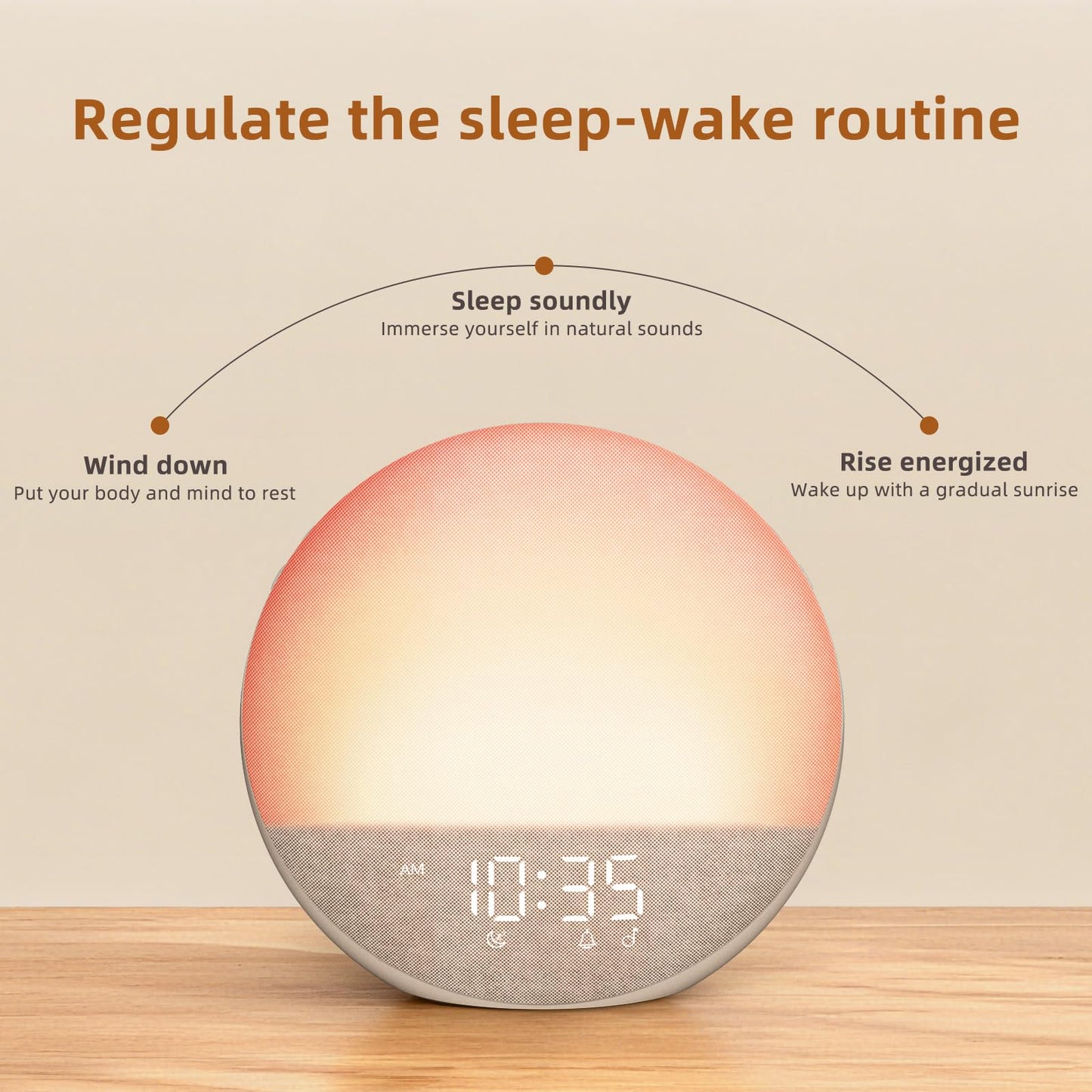 Sunrise Alarm Clock White Noise Machine: Natural Wake Up Light - Dimmable Clock with Bluetooth Speaker for Bedroom - 25 Sleep Sounds for Baby Adults Kids Putty - Available at All In One Marketplace Canada