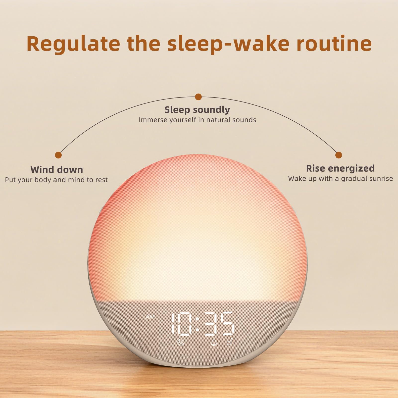 Sunrise Alarm Clock White Noise Machine: Natural Wake Up Light - Dimmable Clock with Bluetooth Speaker for Bedroom - 25 Sleep Sounds for Baby Adults Kids Putty - Available at All In One Marketplace Canada