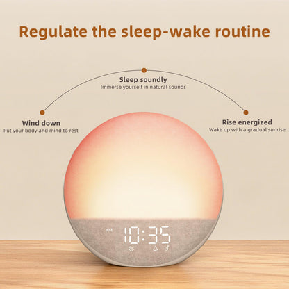 Sunrise Alarm Clock White Noise Machine: Natural Wake Up Light - Dimmable Clock with Bluetooth Speaker for Bedroom - 25 Sleep Sounds for Baby Adults Kids Putty - Available at All In One Marketplace Canada