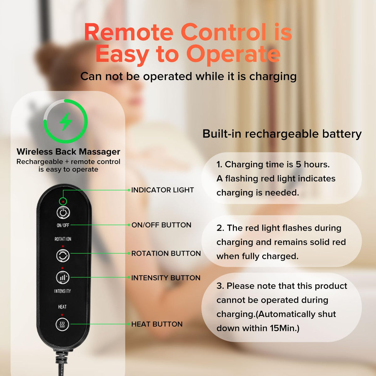 Cordless Back Massager,Back and Neck Massager with Heat Shiatsu Neck and Shoulder Massage for Whole Body Deep Tissue Kneading Massage Pillow Mother's Gifts for Women Men Mom Dad Christmas 🍁 All In One Marketplace Canada