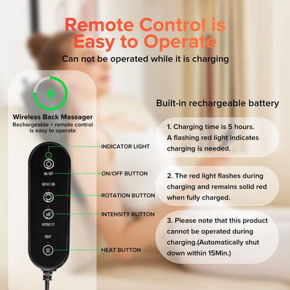 Cordless Back Massager,Back and Neck Massager with Heat Shiatsu Neck and Shoulder Massage for Whole Body Deep Tissue Kneading Massage Pillow Mother's Gifts for Women Men Mom Dad Christmas 🍁 All In One Marketplace Canada