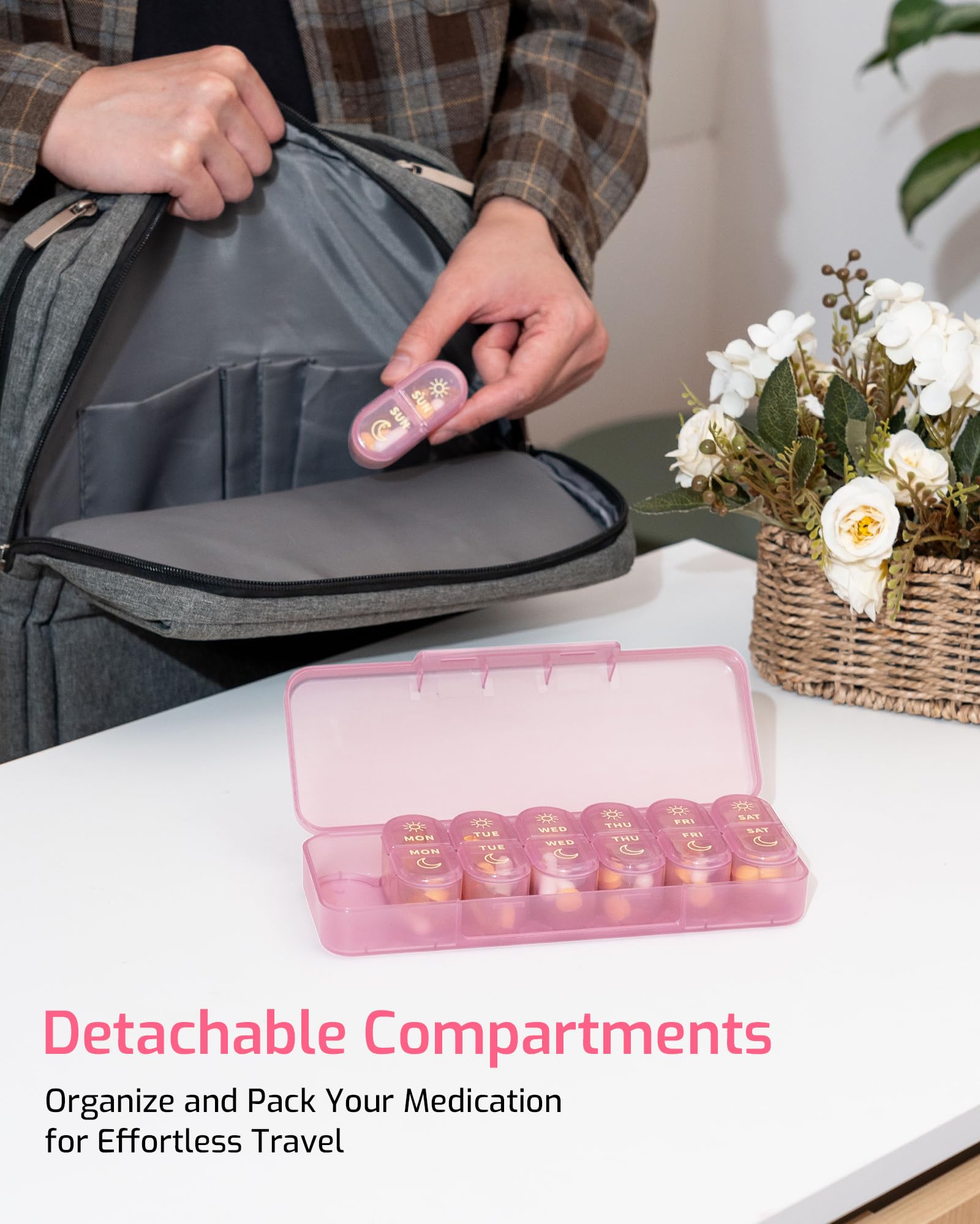 Daviky Weekly Pill Organizer 2 Times a Day, 7-Day AM PM Medicine Case, Travel-Friendly Pill Box for Fish Oils, Vitamins & Supplements - Available at All In One Marketplace Canada