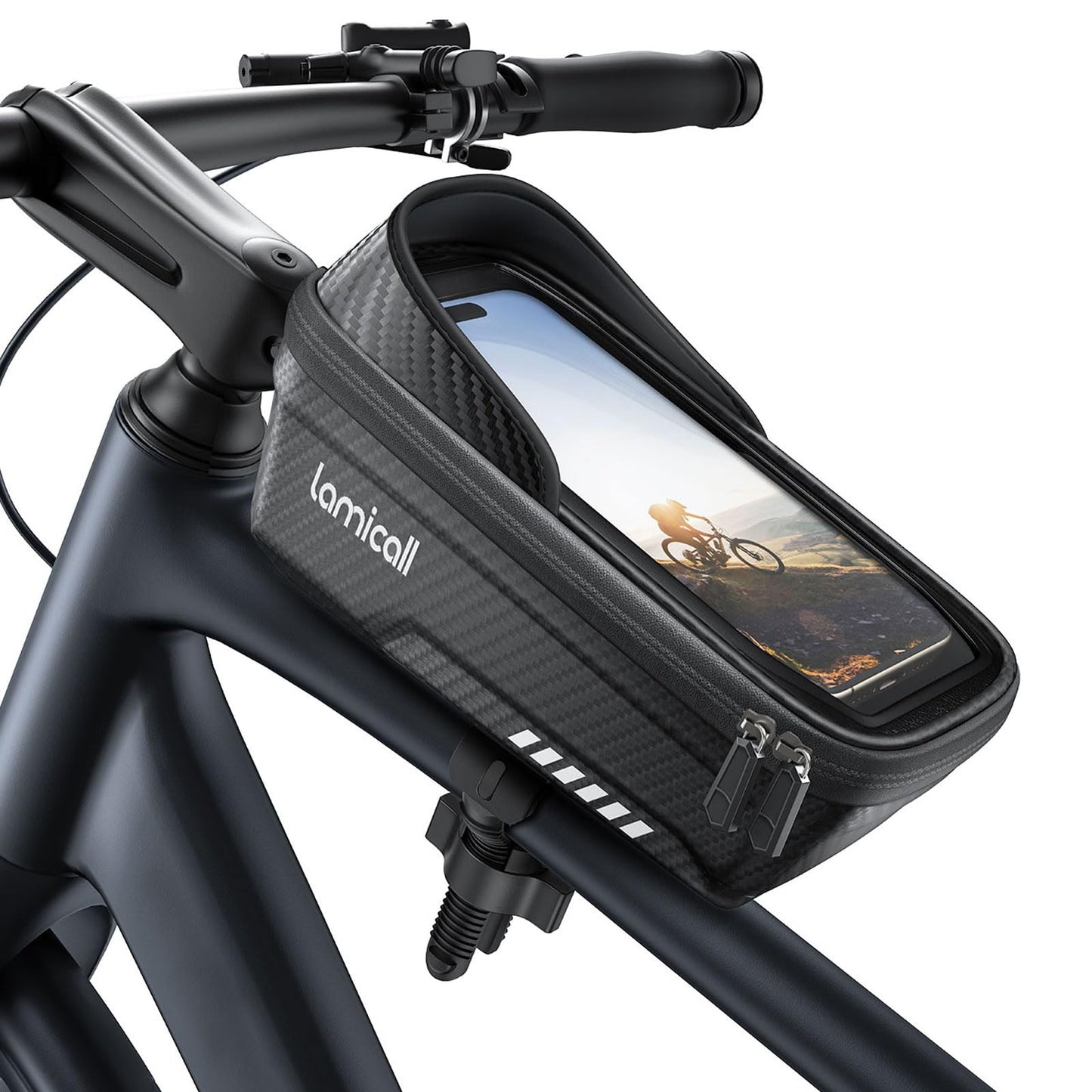 Lamicall Bike Frame Bag Waterproof - [Quick Install & Remove] 1.3L Bike Phone Bag with Sensitive Touch Screen, Bike Phone Holder with Rain Cover, Bicycle Top Tube Bag, Bike Accessories for Phones 4-7" - Available at All In One Marketplace Canada