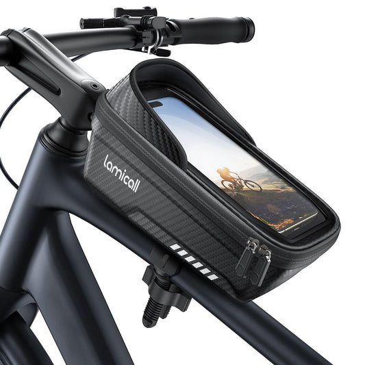 Lamicall Bike Frame Bag Waterproof - [Quick Install & Remove] 1.3L Bike Phone Bag with Sensitive Touch Screen, Bike Phone Holder with Rain Cover, Bicycle Top Tube Bag, Bike Accessories for Phones 4-7" - Available at All In One Marketplace Canada