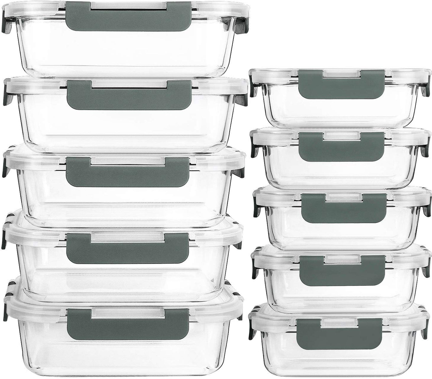 [10-Pack] MCIRCO Glass Meal Prep Containers With Lids, Food Storage With Snap Locking Lids, Airtight Lunch Boxes, Microwave, Oven, Freezer and Dishwasher Safe - Available at All In One Marketplace Canada
