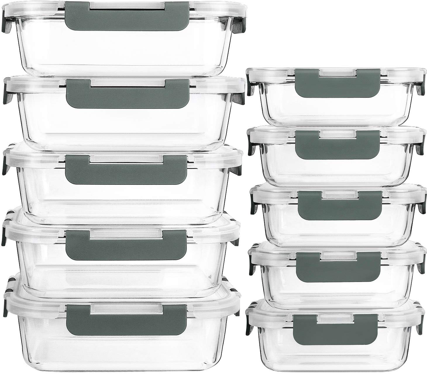 [10-Pack] MCIRCO Glass Meal Prep Containers With Lids, Food Storage With Snap Locking Lids, Airtight Lunch Boxes, Microwave, Oven, Freezer and Dishwasher Safe - Available at All In One Marketplace Canada