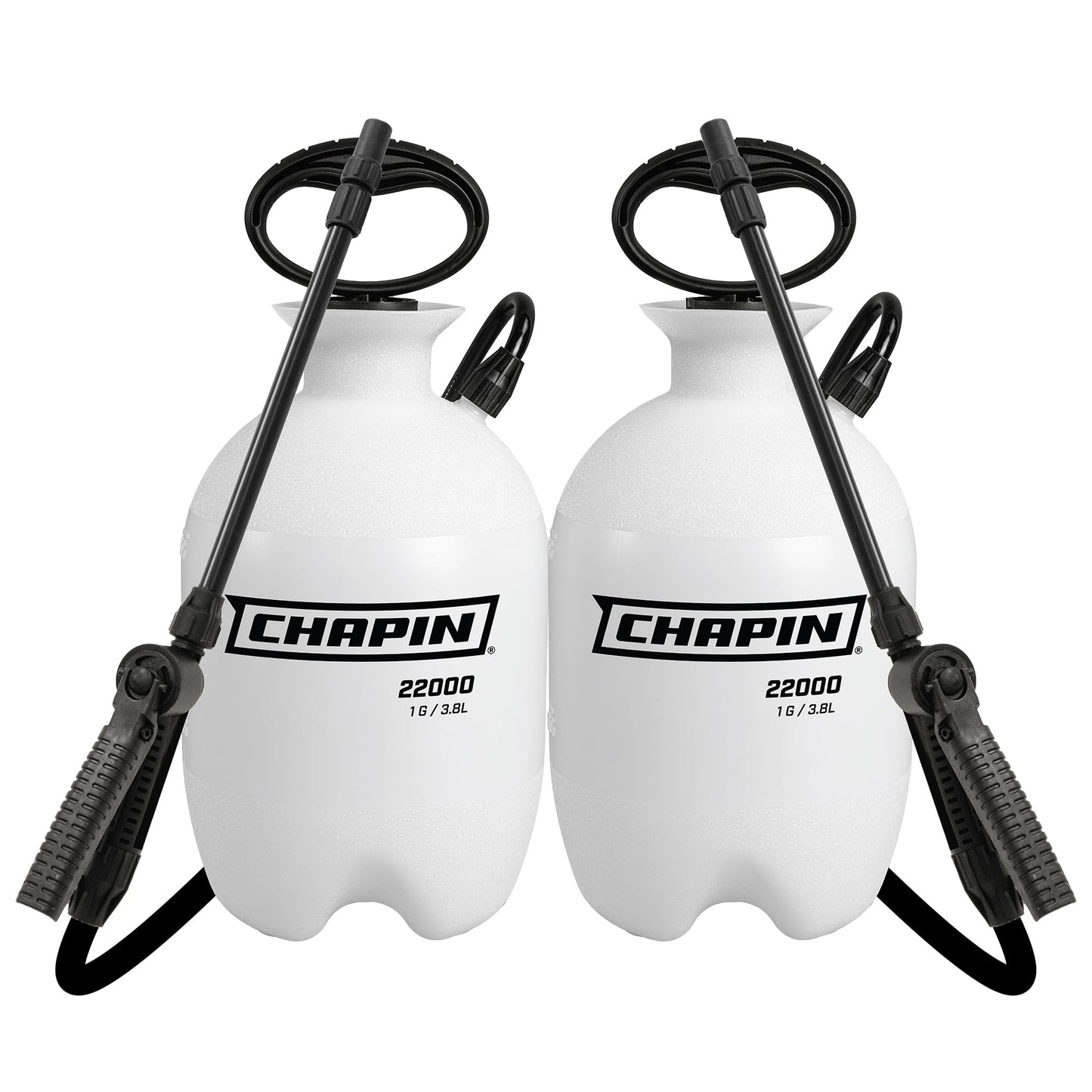 Chapin 22000 Pump Sprayer, 1G (4.5L), Lawn & Garden, Translucent Poly Tank, Funnel-Top, SureSpray, Anti-Clog Filter, Adjustable Cone Nozzle, 34" Hose, Fertilizer, Weed & Pest Applications, 2 Pack
