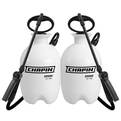 Chapin 22000 Pump Sprayer, 1G (4.5L), Lawn & Garden, Translucent Poly Tank, Funnel-Top, SureSpray, Anti-Clog Filter, Adjustable Cone Nozzle, 34" Hose, Fertilizer, Weed & Pest Applications, 2 Pack