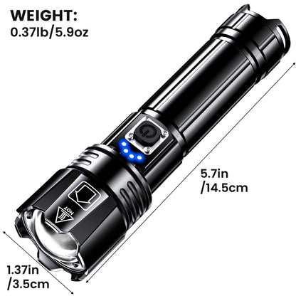 AKNEAR Rechargeable LED Flashlight High Lumens, Super Bright Flashlights with Zoomable & USB C Rechargeable & 5 Light Mode & IPX-7 Waterproof, Powerful Flash Light (2, Standard Display) - Available at All In One Marketplace Canada