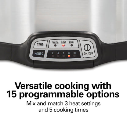 Hamilton Beach Programmable Slow Cooker, 6 Quart Capacity, Silver, 33463 - Available at All In One Marketplace Canada