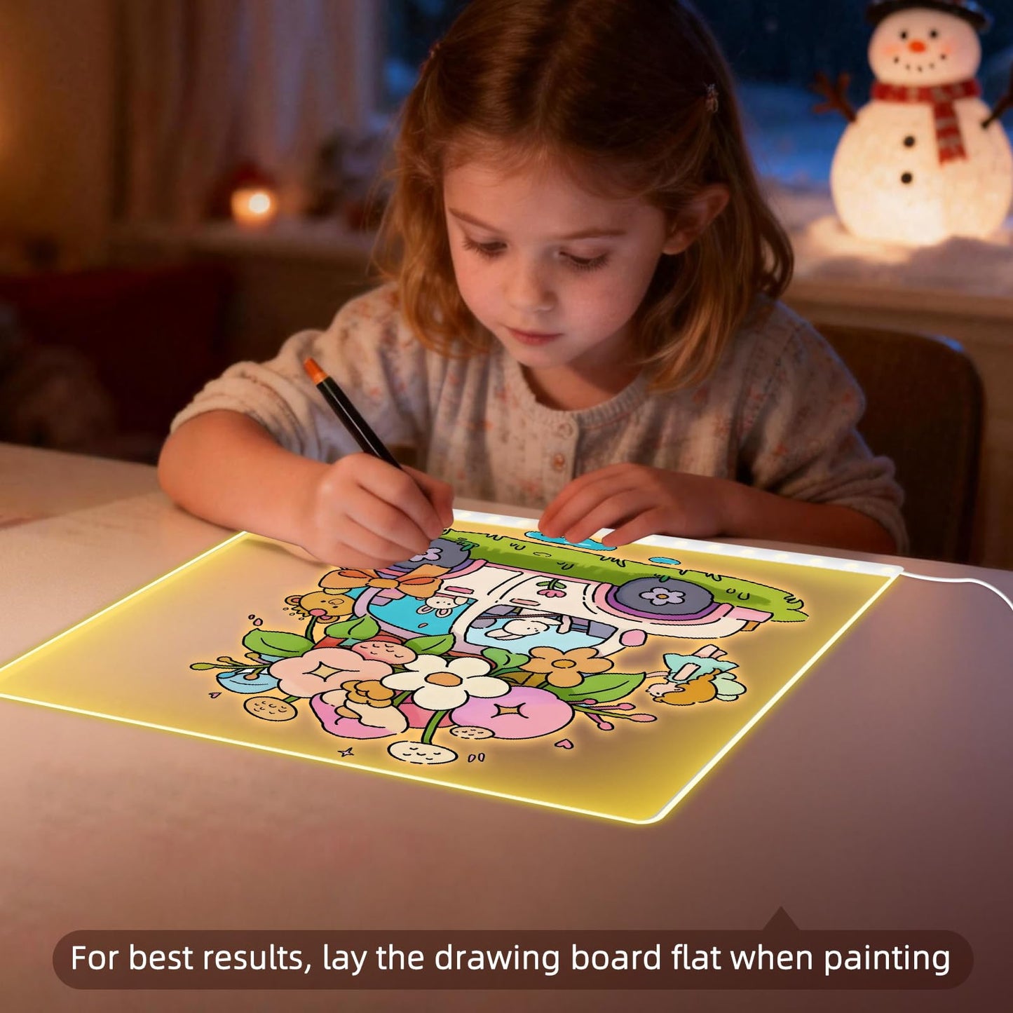 13.7x10 LumiBoard LED Drawing Board for Kids with 13 Light Effect,Acrylic Dry Erase Board Doodle Glow Board for Kids,Glow Art Drawing Gift for Girls Teens(7 Markers+Adaper - Available at All In One Marketplace Canada