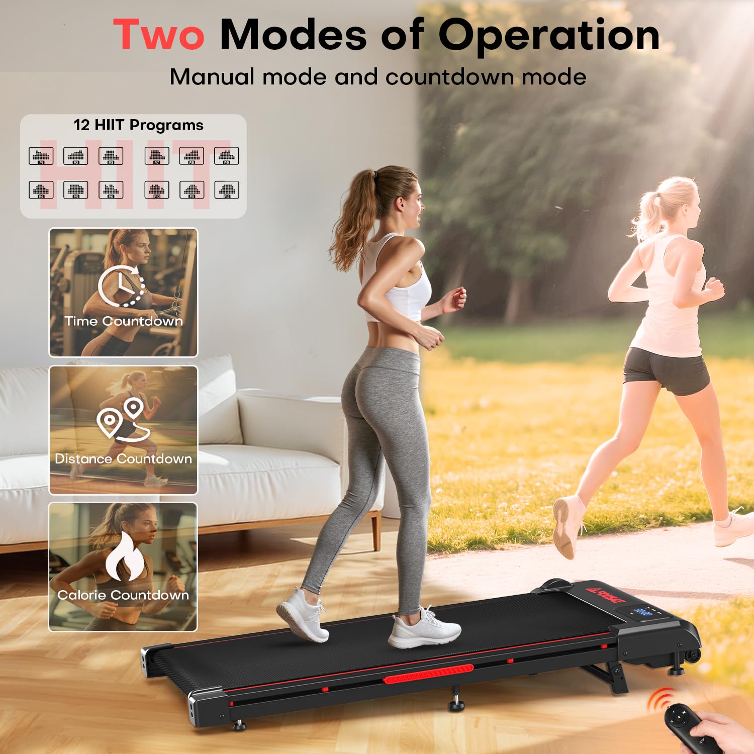 Walking Pad, FOUSAE 3 in 1 Max 6.2 MPH Treadmill for Home with Double Frame 330 LB Weight Capacity, Powerful 2.5 HP Wider Belt Walking Pad with 9% Incline, 12 HIIT Programes, Magnetic Remote Control
