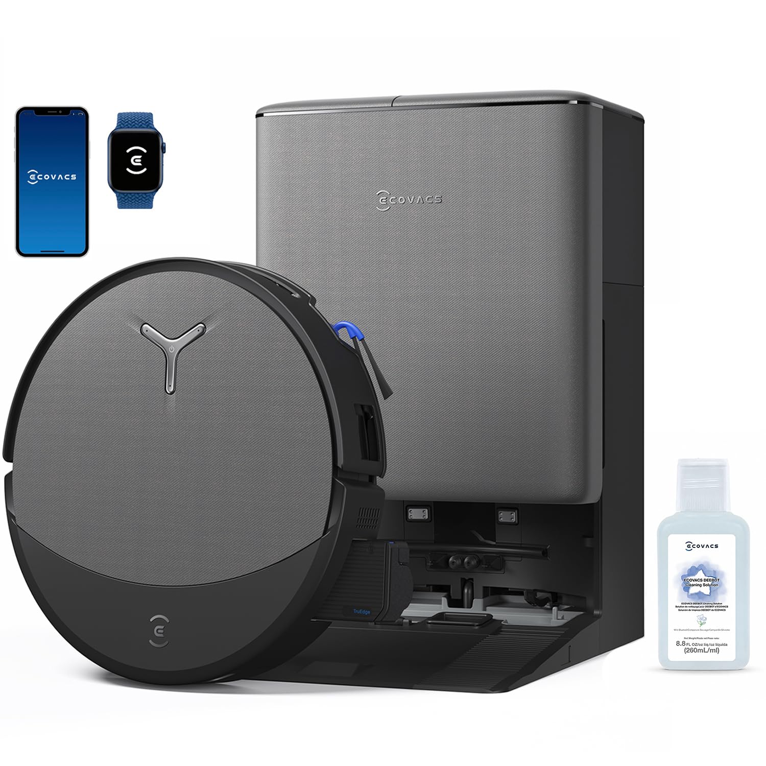 ECOVACS DEEBOT T90 PRO OMNI Robot Vacuum and Mop, 30,000Pa Suction, Instant Self-Cleaning OZMO Roller Mop, TruEdge Deep Edge Cleaning, ZeroTangle, Hot Water Wash & 145°F Air Dry, AI Obstacle Avoidance - Available at All In One Marketplace Canada
