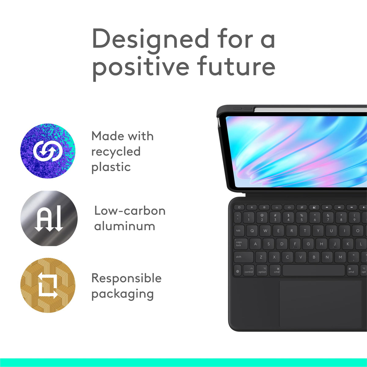 Logitech Combo Touch iPad Air 11 inch Keyboard Case - Midnight Black