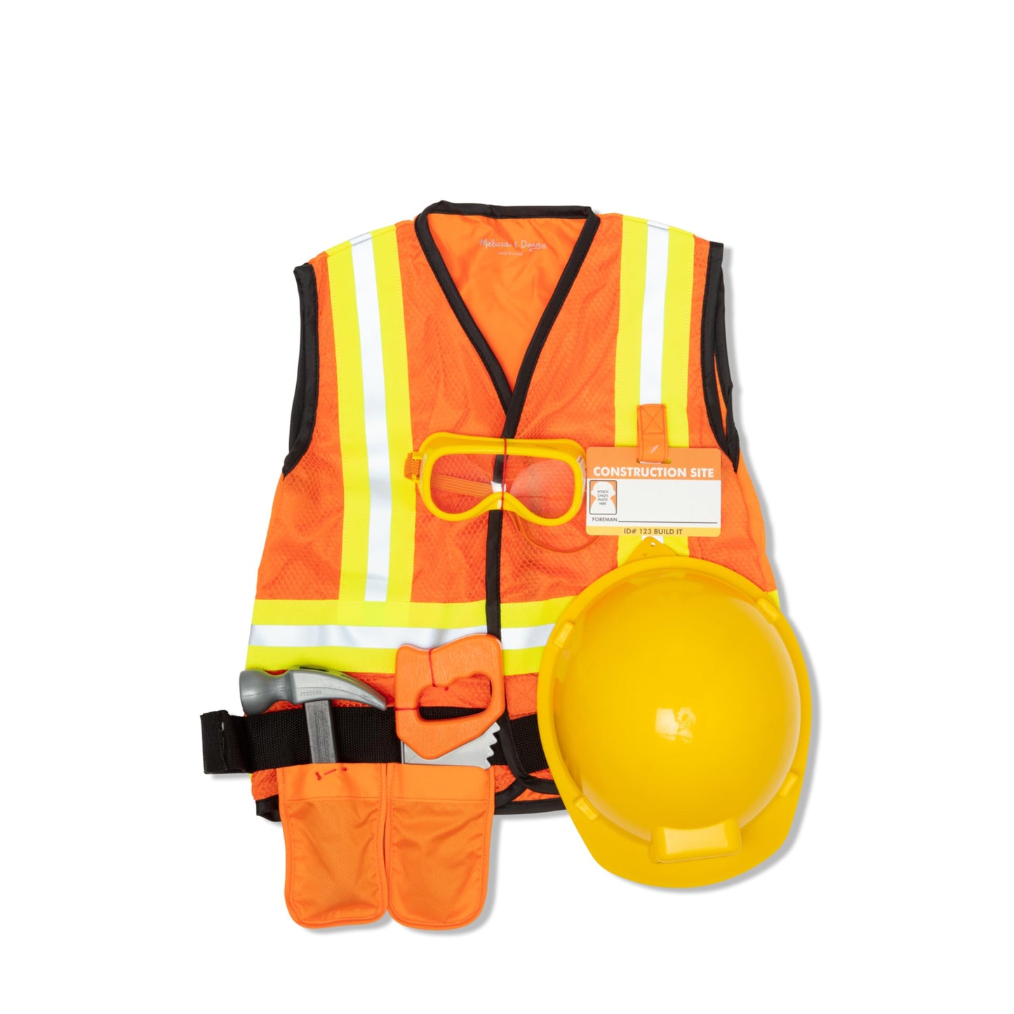Melissa & Doug Construction Costume, Pretend Play Dress Up Set (6-Pc) Tools, Vest & Accessories, Role Play Toys for Kids 3+ - Available at All In One Marketplace Canada