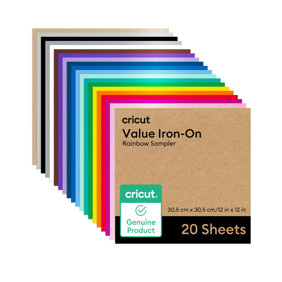 Cricut® Value Iron-On - Rainbow Sampler - 12 in x 12 in (20 ct) - HTV Heat Transfer Vinyl