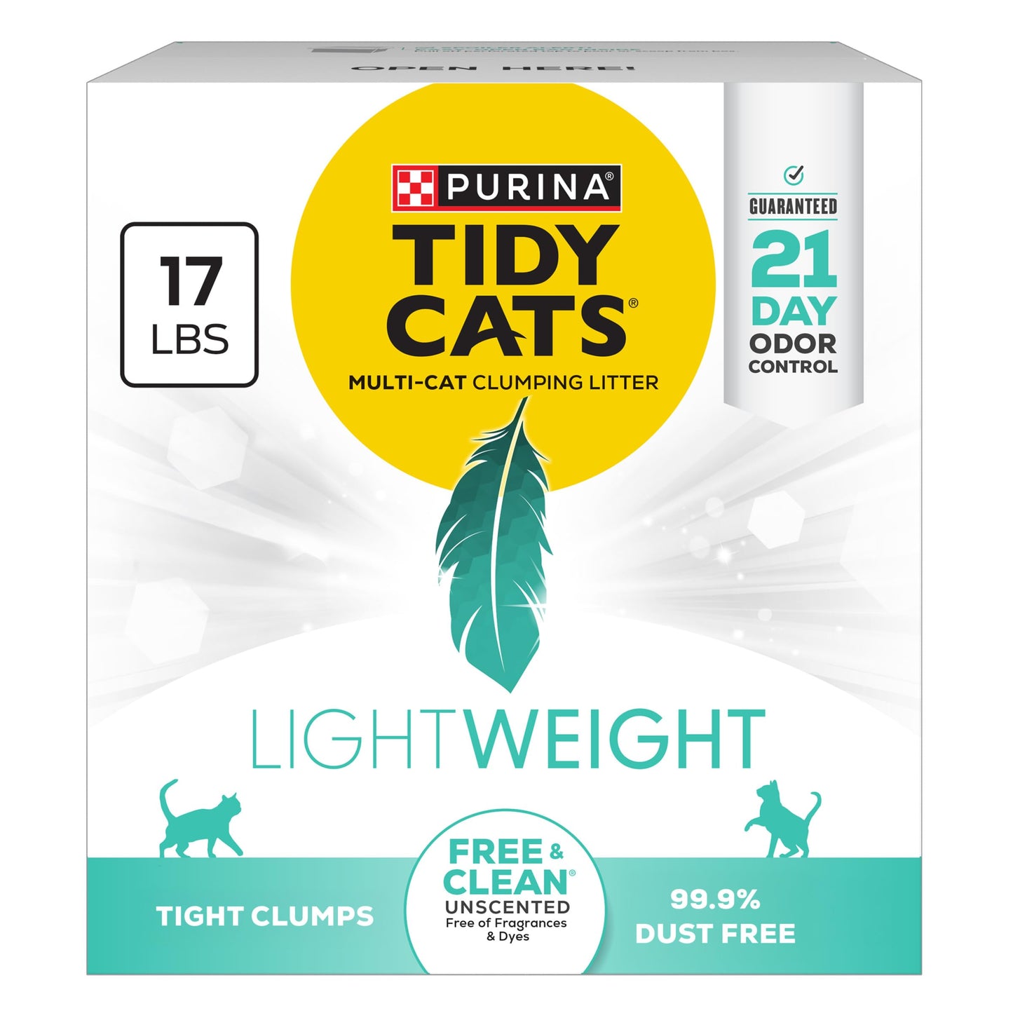 Purina Tidy Cats Lightweight Free and Clean Unscented, Multi-Cat, Clumping, 99.9 Percent Dust Free Cat Litter - 17 lb. Box 🍁 All In One Marketplace Canada
