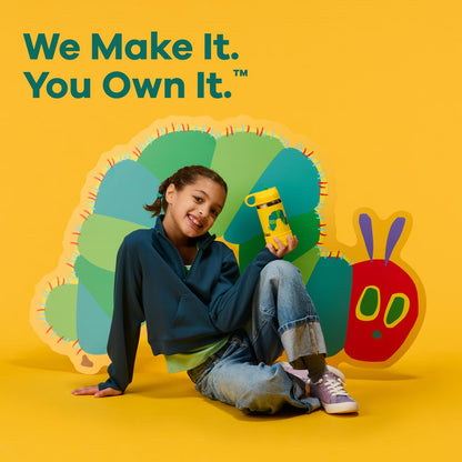 Hydro Flask Kids 12 Oz World of Eric Carle Collection - Wide Mouth Water Bottle with Flex Straw Cap and Boot, Yellow Caterpillar