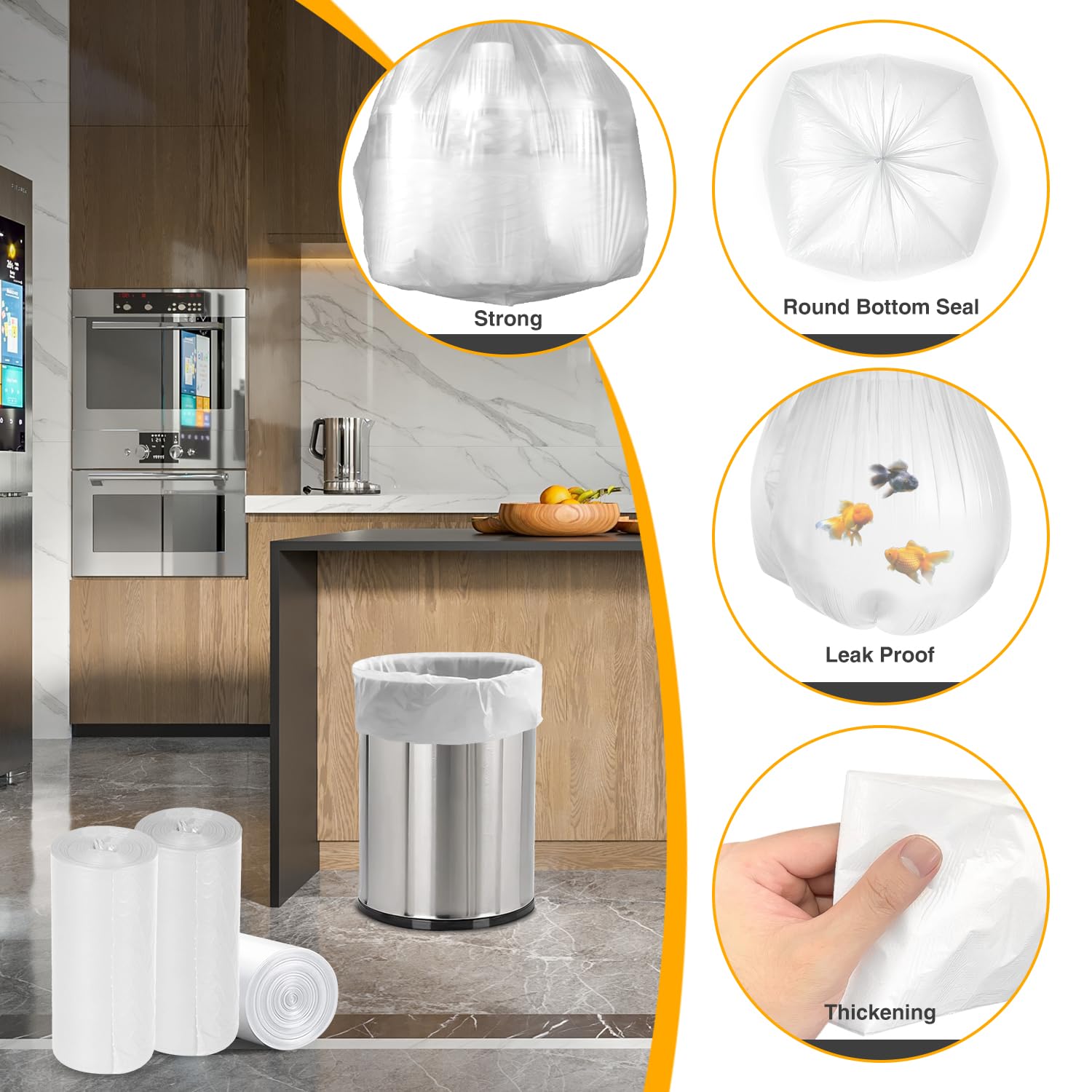 150 Count Garbage Bags 30 Litres/8 Gallon Kitchen Trash Bags Medium Unscented White Garbage Can Liners - Available at All In One Marketplace Canada