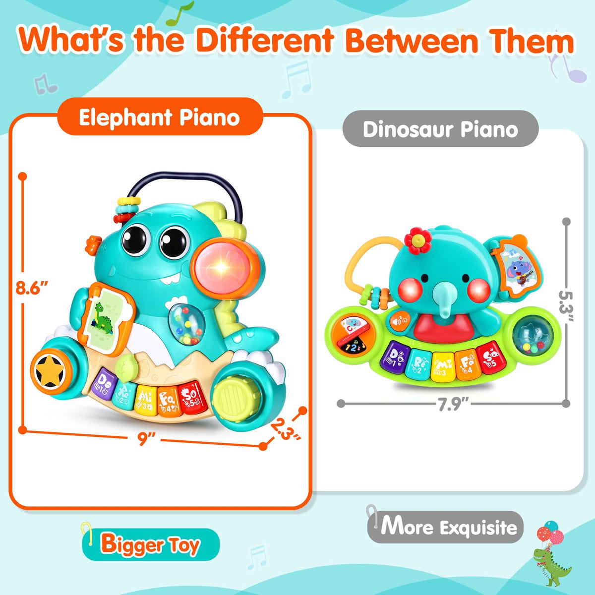 Baby Piano Toys 6-12 Months, Dinosaur Piano Keyboard Infant Toys 🍁 All In One Marketplace Canada