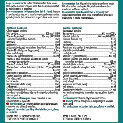 Quest Vitamins Her Daily One for Teen Girls Ages 9–18 – Once-Daily Multivitamin & Mineral Supplement for Skin, Bone & Immune Support – 90 Capsules (3-Month Supply)