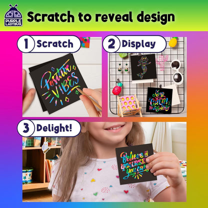 150 Rainbow Scratch Art Paper Mini Notes - Ideal Stocking Stuffers for Kids 🍁 All In One Marketplace Canada