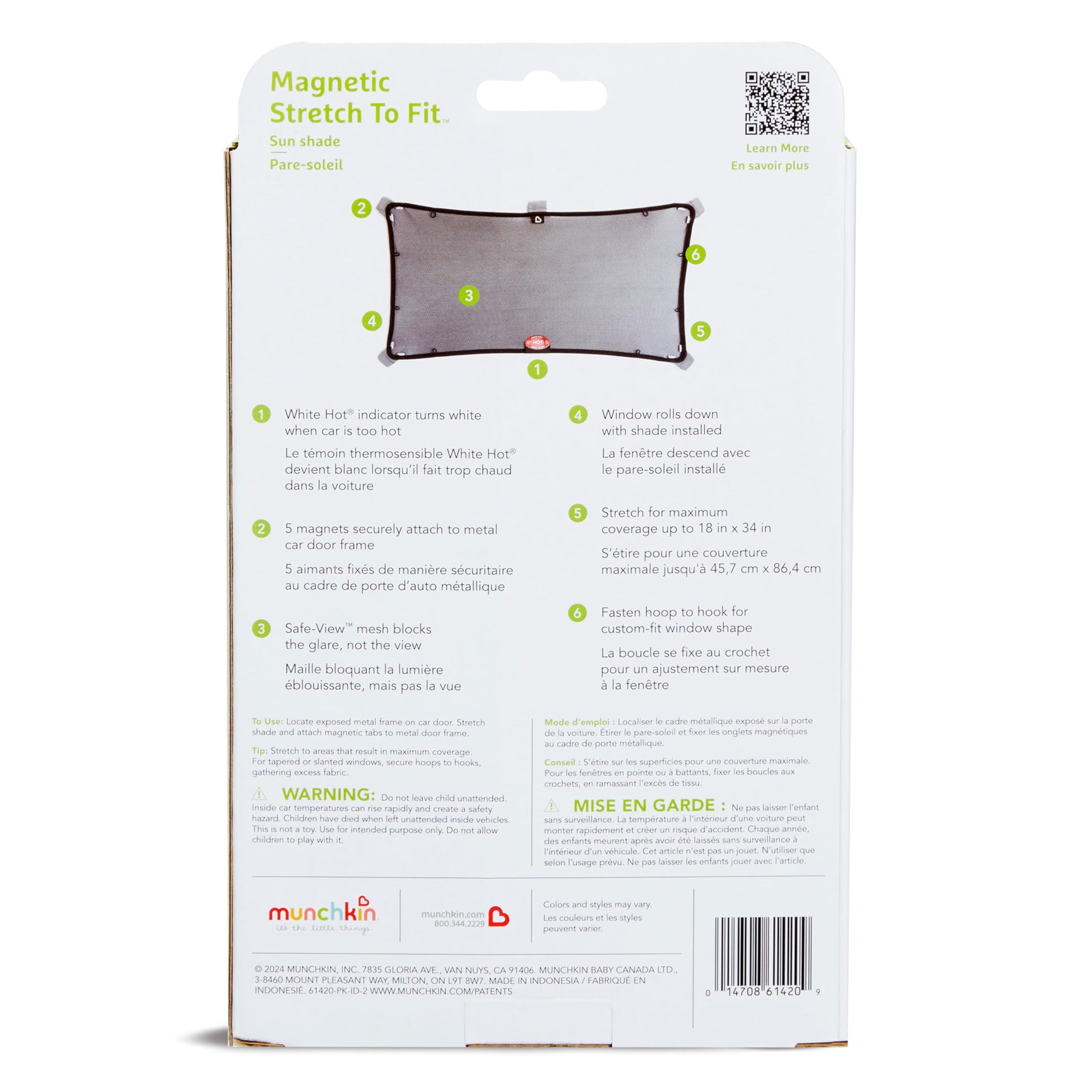 Munchkin Brica Magnetic Stretch to Fit Sun Shade, Black, 1 Pack