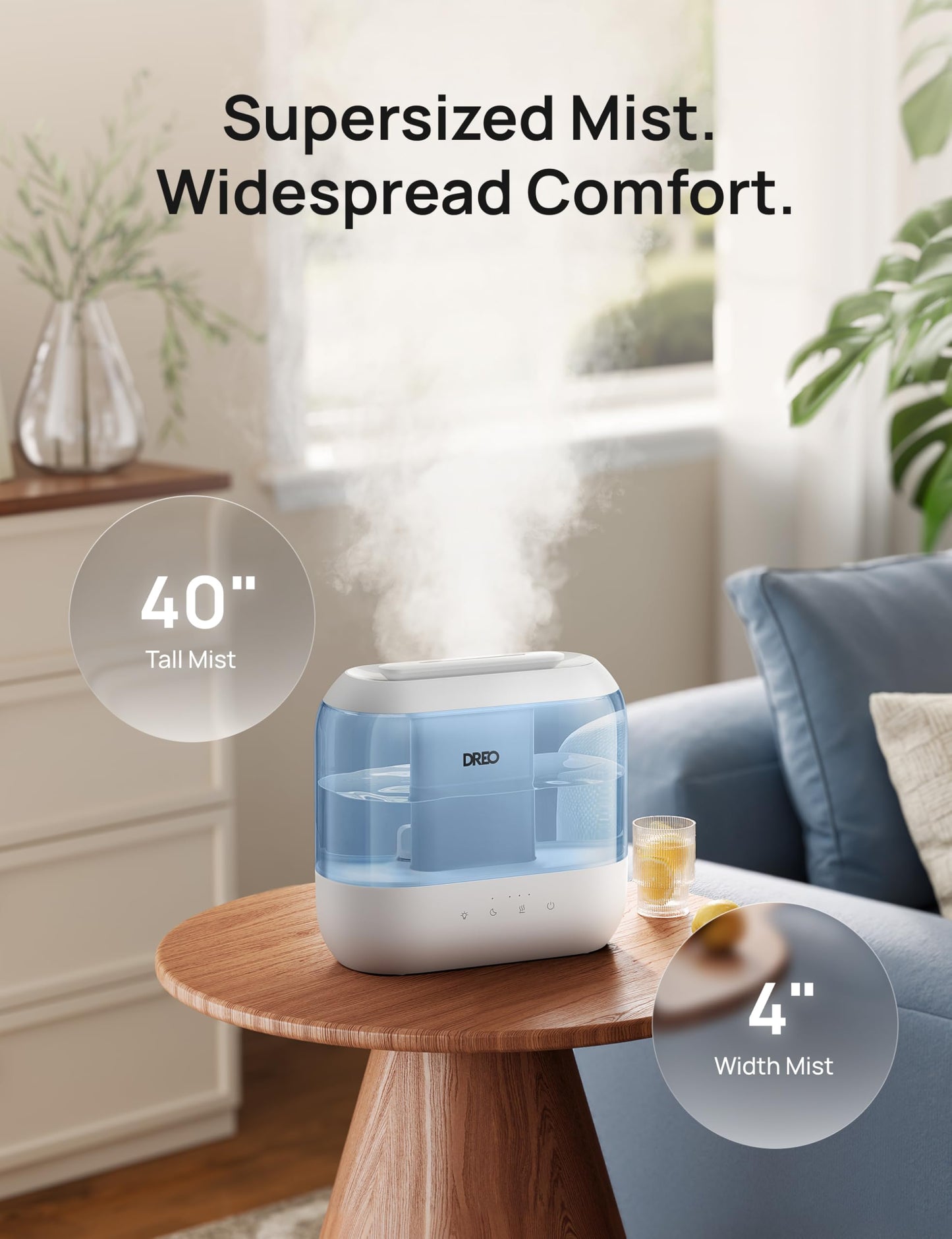DREO 4L Humidifiers for Bedroom, 28dB Quiet Top Fill Supersized Cool Mist Humidifier for Baby Large Room, Oil Diffuser and Nightlight, 32H Runtime, Ultrasonic Humidifier for Home, Nursery, Plants 🍁 All In One Marketplace Canada