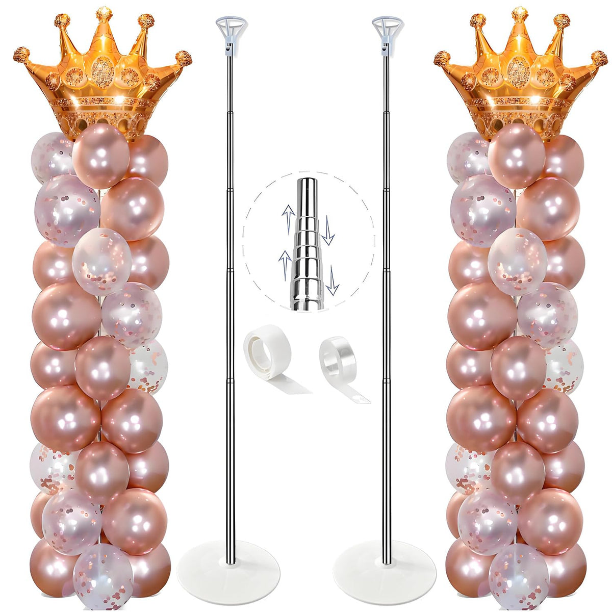GIMCALO Balloon Column Stand Kit Set of 2, 7ft Height Adjustable Balloon Arch Kit, Metal Telescopic Pillar Balloon Stand, Birthday Party, Graduation, Wedding Christmas Decorations 🍁 All In One Marketplace Canada