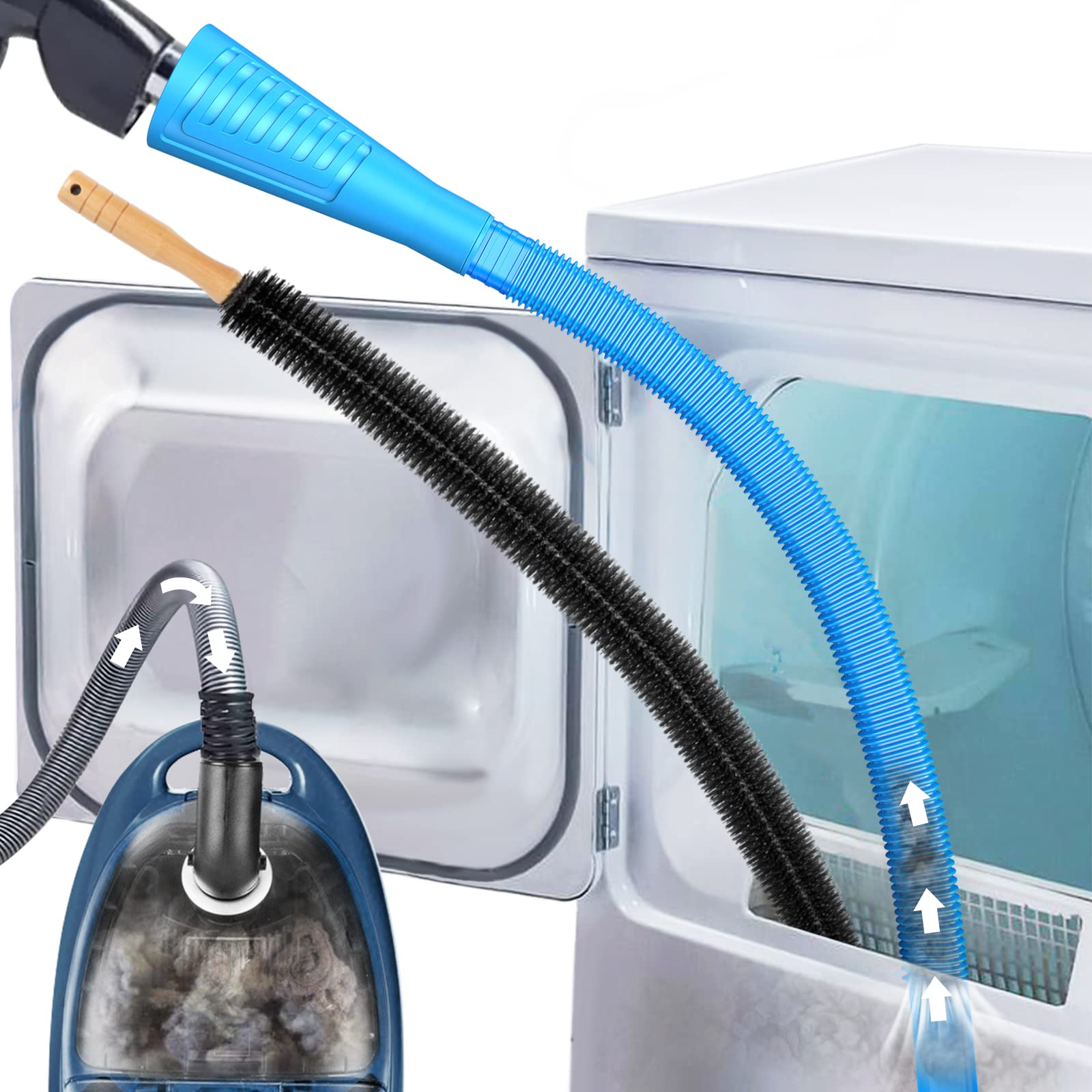 Sealegend 2 Pieces Dryer Vent Cleaning Kit, Flexible Lint Vacuum Hose Attachment and Lint Brush Lint Remover Power Washer, Blue - Available at All In One Marketplace Canada