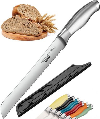 Orblue Serrated Bread Knife with Upgraded Stainless Steel Razor Sharp Wavy Edge Width - Bread Cutter Ideal for Slicing Homemade Bread, Bagels, Cake (8-Inch Blade with 5-Inch Handle) 🍁 All In One Marketplace Canada
