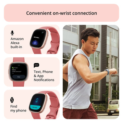Google Fitbit Versa 4 Fitness Smartwatch with Daily Readiness, Gps, 24/7 Heart Rate, 40+ Exercise Modes, Sleep Tracking and More, Pink Sand/copper Rose, One Size (S and L Bands Included)
