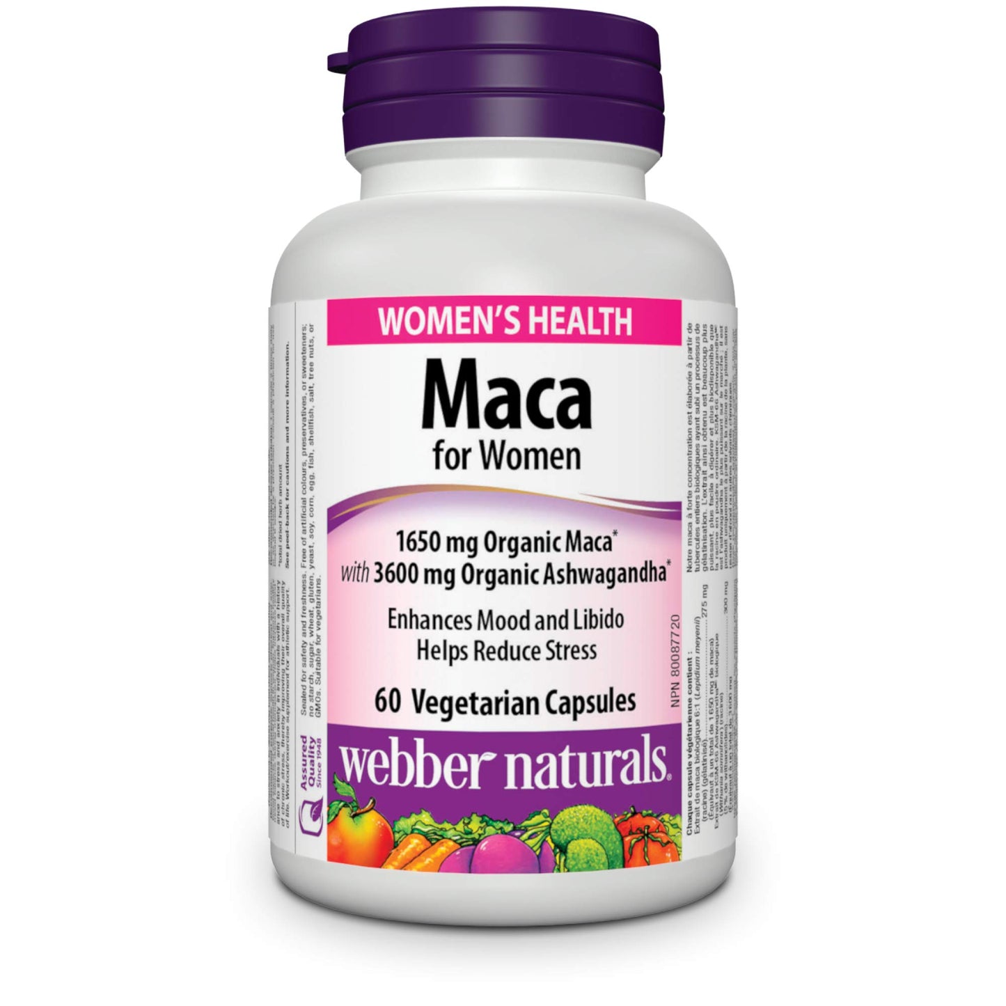 Webber Naturals Maca for Women, 60 Capsules, Contains Organic Maca & KSM-66 Ashwagandha, Women's Health Support, Vegetarian - Available at All In One Marketplace Canada