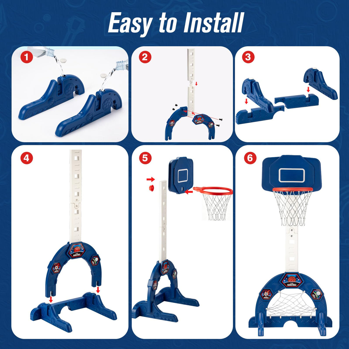 Hogaruly Toddler Basketball Hoop, Indoor Basketball Net for Kids with Soccer Goal, Golf Game, Adjustable Height Kids Basketball Hoop Christmas Birthday Gifts for 3-8 Years Old Boys and Girls 🍁 All In One Marketplace Canada