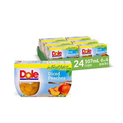 Dole Fruit Bowls Diced Peaches In Fruit Juice, Healthy School Snacks, 107ml, 24 Cups 🍁 All In One Marketplace Canada