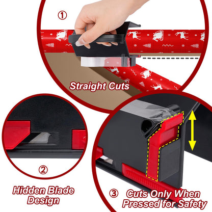 (2-Pack) Wrapping Paper Cutter & Tape Dispenser Dual Use Gift Wrapping Tool 🍁 All In One Marketplace Canada